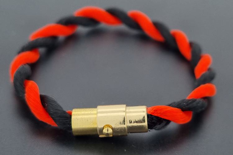 Fanartikel Seidenkordel - Armband, rot / schwarz , Länge ca. 16cm