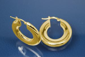 Hoops 925/- Silver gold plated approx size AØ30mm, IØ16mm, Tube oval AØ4,5mm.