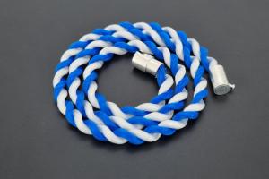 Fan Necklace, Silk Cord, blue / white