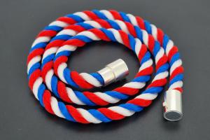 Fan Necklace, Silk Cord, blue / white / red