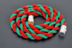 Fan Necklace, Silk Cord, green / red