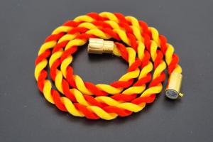 Fan Necklace, Silk Cord, red / yellow
