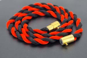 Fan Necklace, Silk Cord, red / black