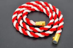 Fan Necklace, Silk Cord, red / white