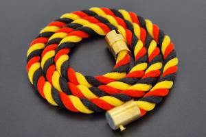 Fan Necklace, Silk Cord, black / red / yellow