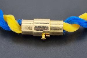 Fan Bracelet, Silk Cord, blue / yellow