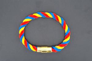 Fanartikel Seidenkordel - Armband, blau / gelb / rot