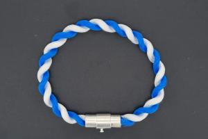 Fanartikel Seidenkordel - Armband, blau / weiss , Länge ca. 16cm