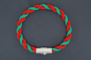 Fanartikel Seidenkordel - Armband, grün / rot , Länge ca. 16cm