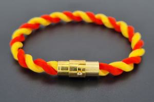 Fan Bracelet, Silk Cord, red / yellow