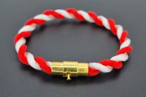 Fanartikel Seidenkordel - Armband, rot / weiss