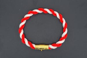 Fanartikel Seidenkordel - Armband, rot / weiss , Länge ca. 16cm