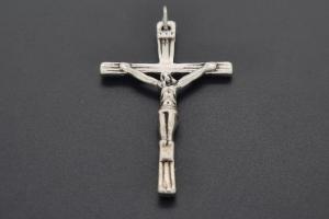 Pendant Cross with Jesus, approx. size 44x26mm, hole 1,5mm, metal silver color