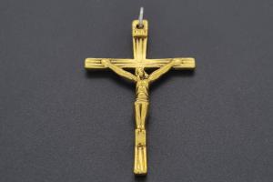 Anhänger Kreuz mit Christus und Stahlöse, ca. Maße 44x26mm, Bohrung ca. 1,5mm, unecht goldfarben