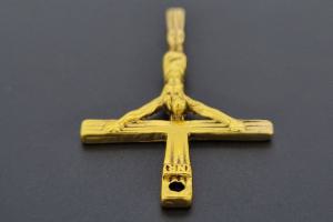 Anhänger Kreuz mit Christus und Stahlöse, ca. Maße 44x26mm, Bohrung ca. 1,5mm, unecht goldfarben