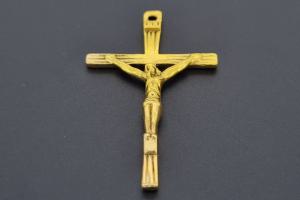 Anhänger Kreuz mit Christus und Stahlöse, ca. Maße 44x26mm, Bohrung ca. 1,5mm, unecht goldfarben